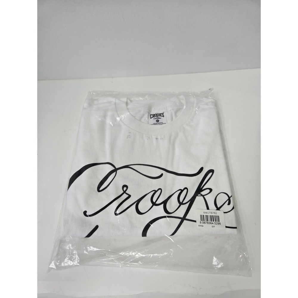 Crooks & Castles white tshirt tee‎ size Small Logo Signature